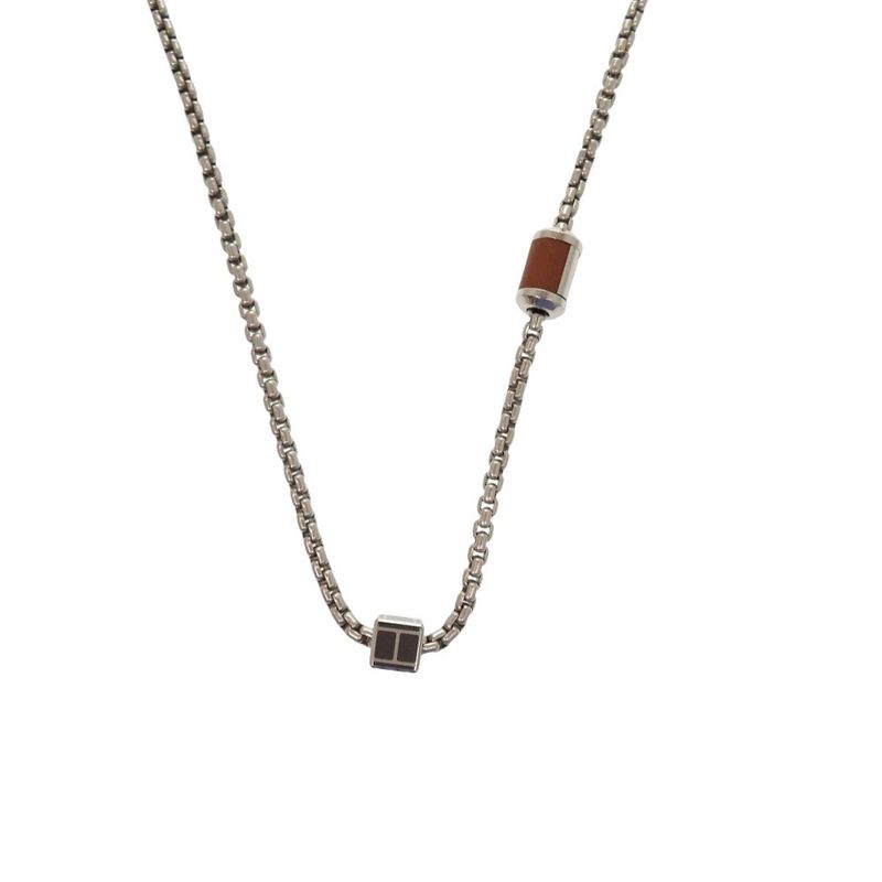 Hermes Meri Mello Metal Buffalo Horn Silver Ash Necklace 0812 — view 3