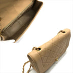 Chanel Diana CC Logo Quilted Lambskin Turnlock Chain Shoulder Bag Beige — view 8