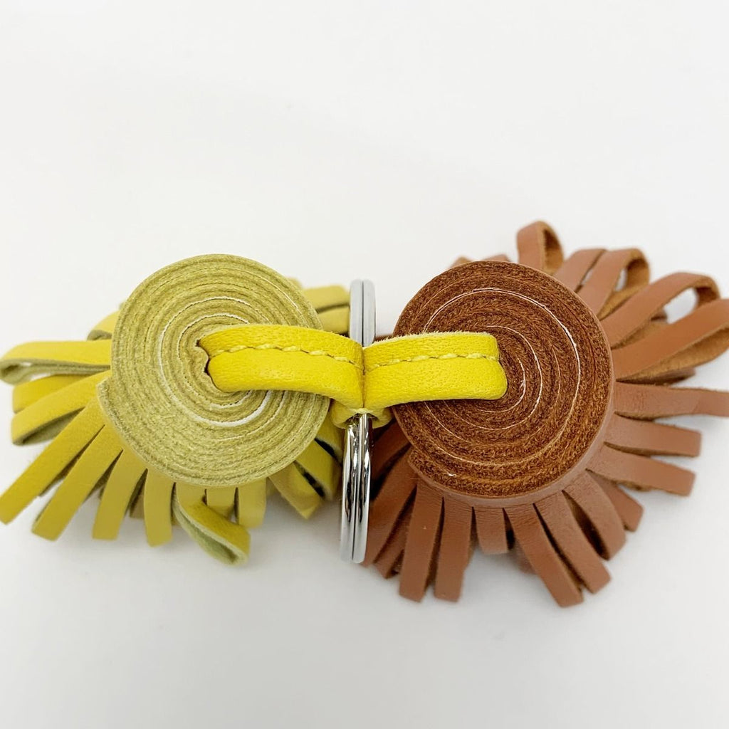 Hermes Carmen Unodos Brown Yellow Key Holder Charm Silver Hardware — view 3