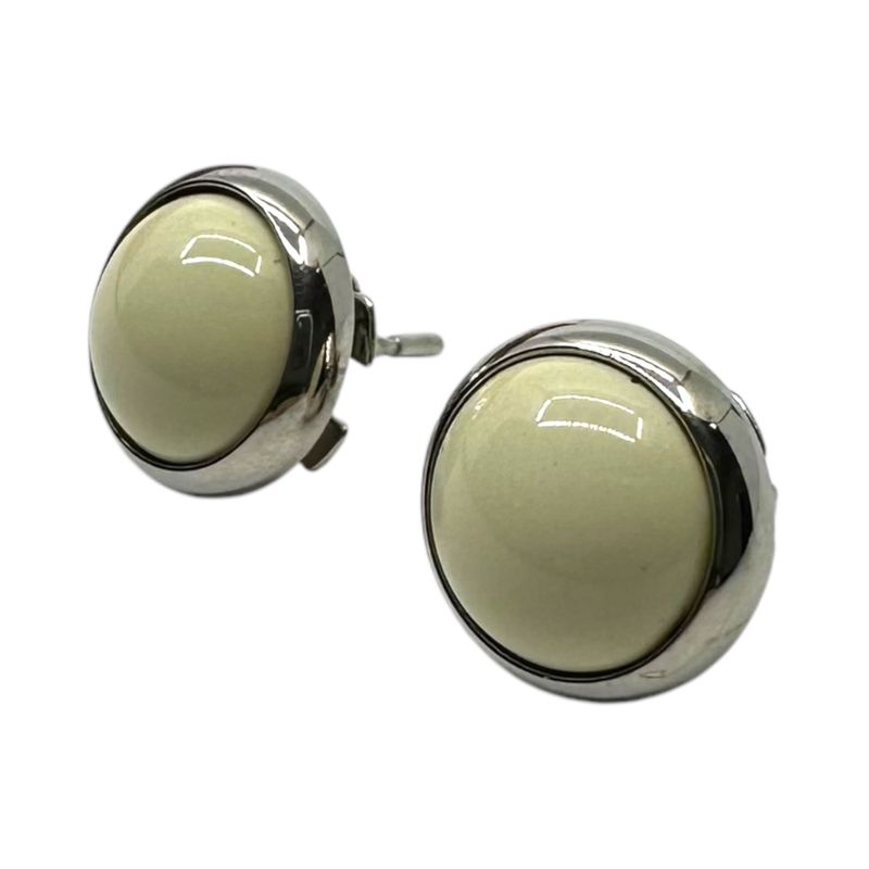 Hermes Eclipse Pierced Earrings Silver and White on Both Ears — view 5
