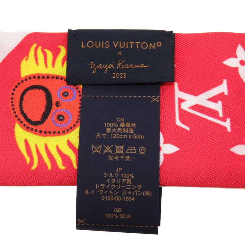 Louis Vuitton Yayoi Kusama YK Bandeau BB Face Silk White Red Scarf — view 4
