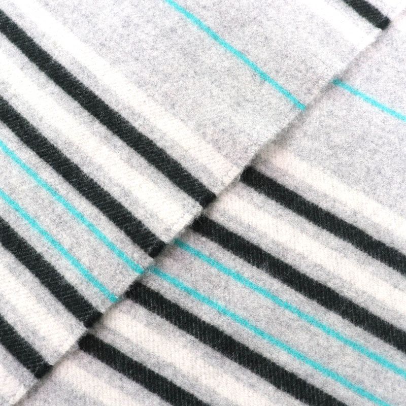 Hermes Neo Lo Cabasol 100% Cashmere Gris Chine Logo Leather Patch Fringe Scarf — view 5