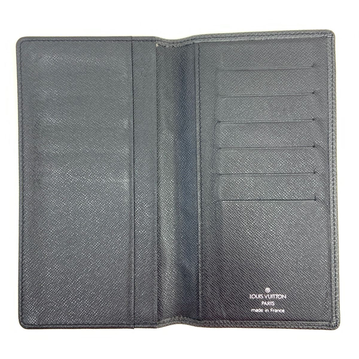 Louis Vuitton Taiga Card Holder Credit Bifold Long Wallet Black — view 5