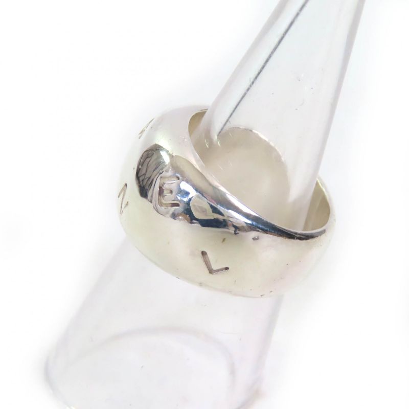 Chanel SV 925 Logo Engraved Wide Ring Accessory Silver Size 13 — view 3