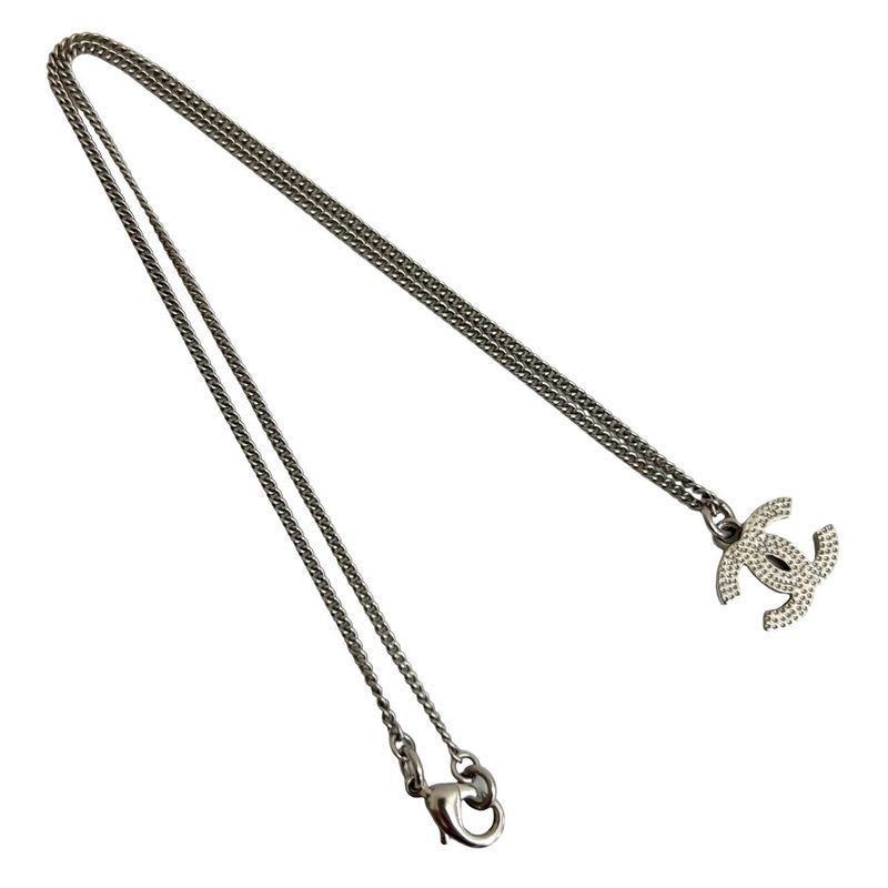 Chanel Coco Mark Metal Rhinestone Chain Necklace Pendant 13FV — view 6