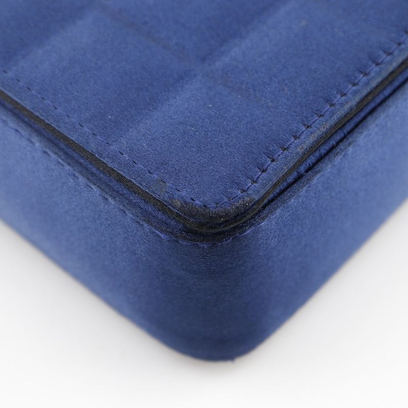 Chanel Chocobar Chain Shoulder Satin Blue Bag — view 4