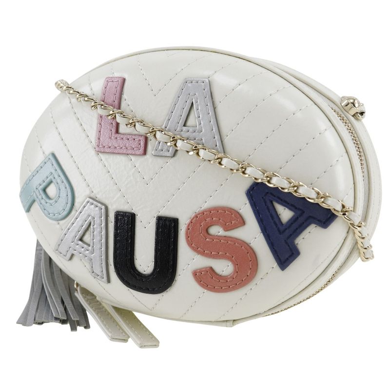 Chanel Chain Shoulder LA Pausa Calf White Bag — view 2