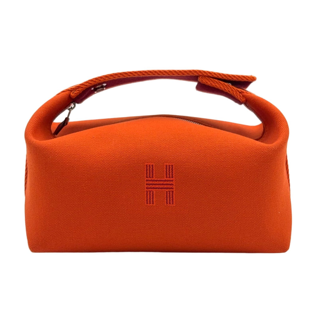 Hermes Brid-a-brac PM Pouch Canvas Orange Handbag Silver