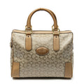 Celine Vintage Boston Beige Light Brown C Macadam Canvas Shoulder Bag Beige.
