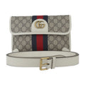Gucci GG Small Belt Bag Waist Supreme Canvas Leather Beige White