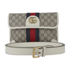 Gucci GG Small Belt Bag Waist Supreme Canvas Leather Beige White
