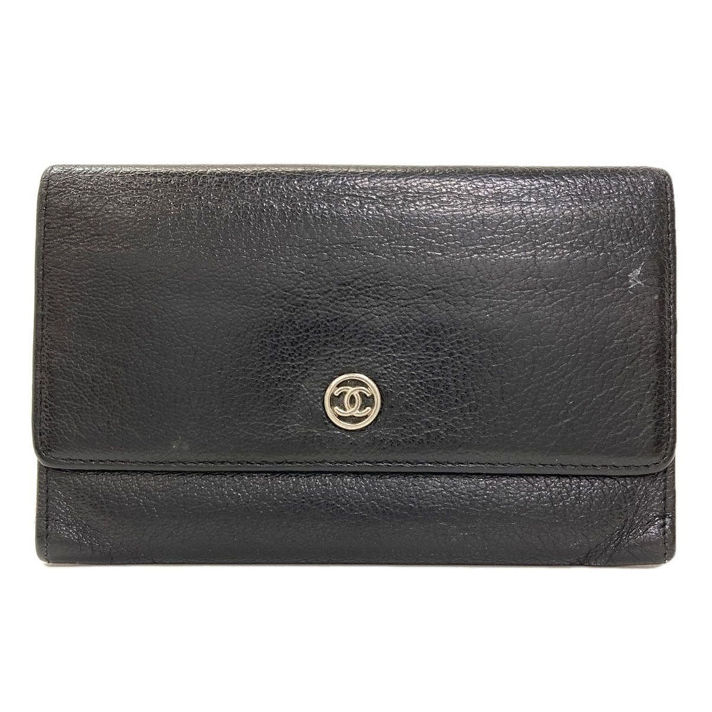 Chanel CC Logo Silver Wallet Calfskin