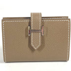 Hermes Card Case Bearn H Logo Leather Etoupe Beige