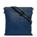 Bottega Veneta Shoulder Bag Blue Intrecciato Leather