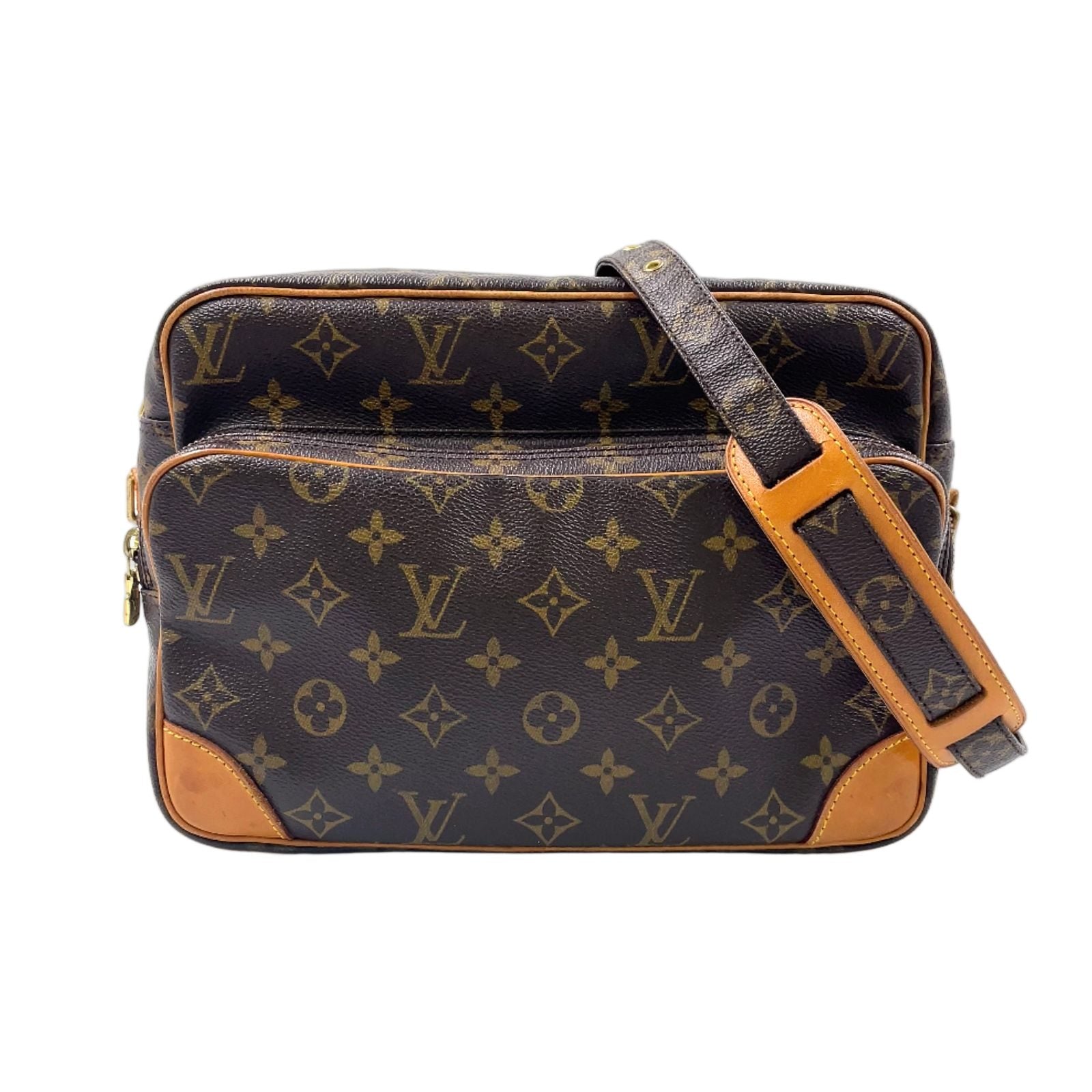Louis Vuitton Monogram Leather Brown Light Shoulder Bag Gold