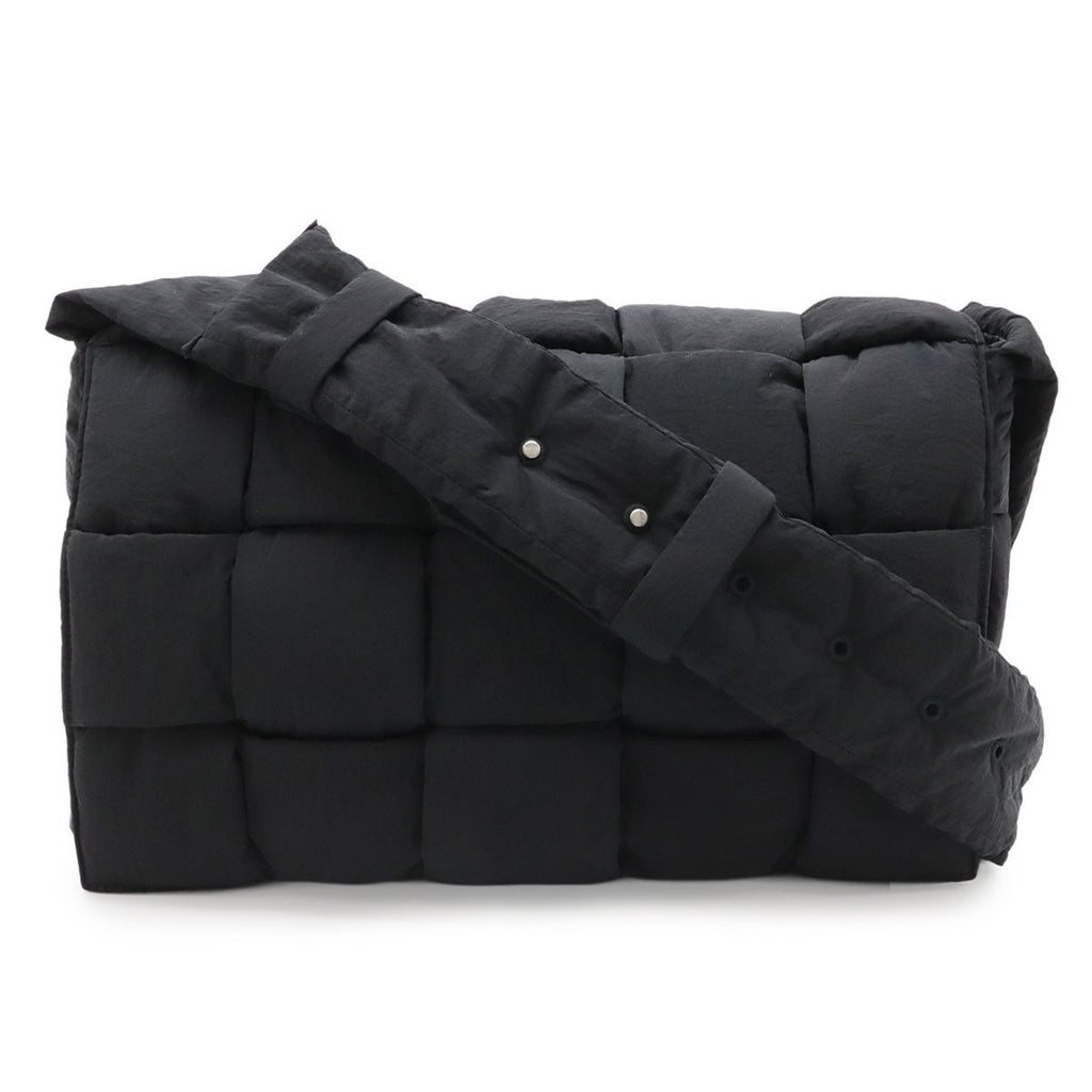 Bottega Veneta Maxi Intrecciato Padded Tech Cassette Shoulder Bag Nylon Black