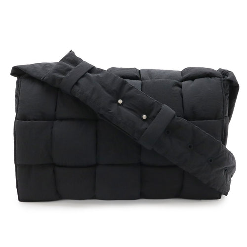 Bottega Veneta Maxi Intrecciato Padded Tech Cassette Shoulder Bag Nylon Black
