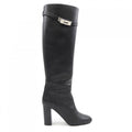 Hermes Long Boots Leather Black