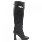 Hermes Long Boots Leather Black