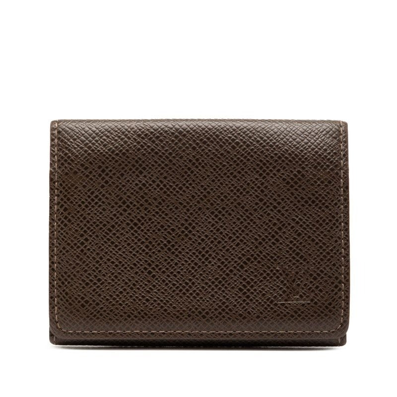 Louis Vuitton Taiga Anvelop Carte de Visite Grizzly Dark Brown Leather