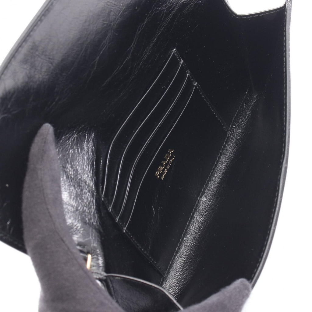 Prada Shoulder Bag Black Leather Strap Wallet — view 3