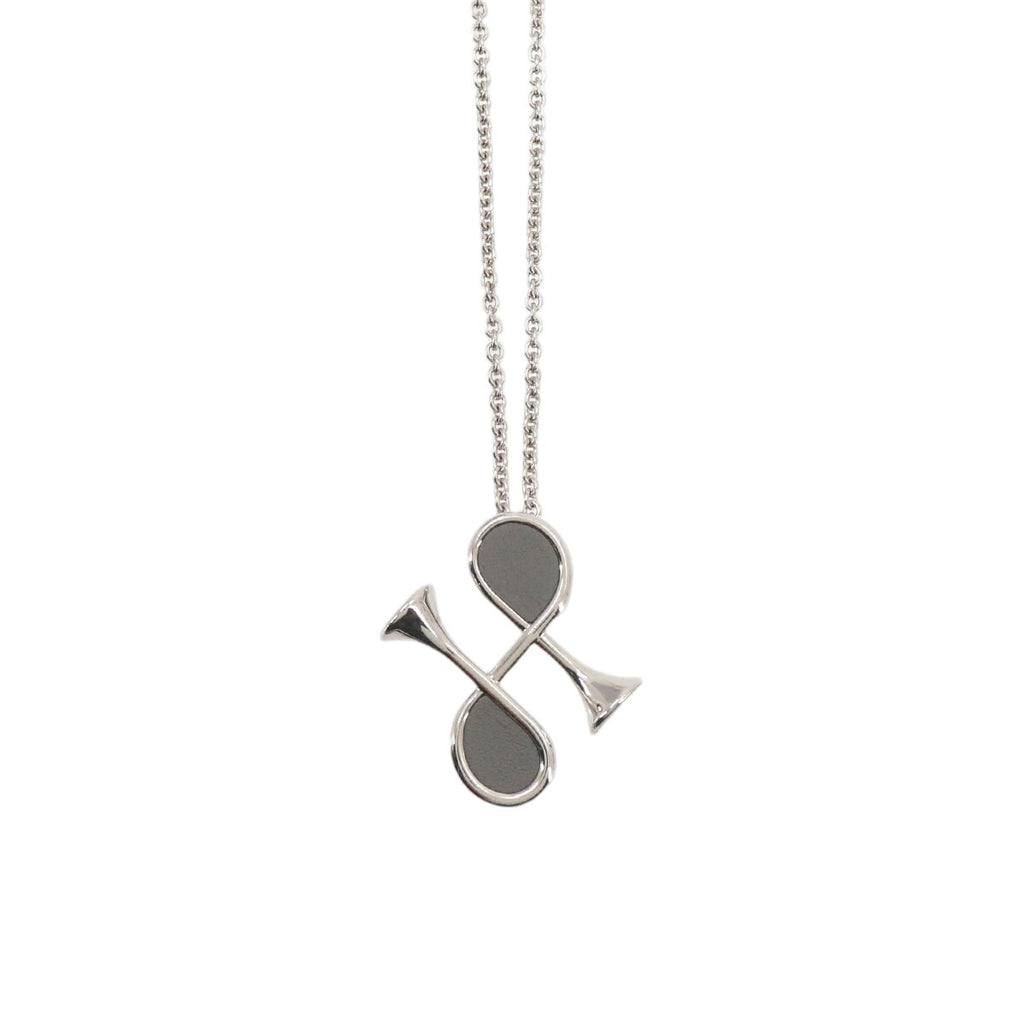 Hermes Col Necklace Grimeia Silver Swift Horn Motif