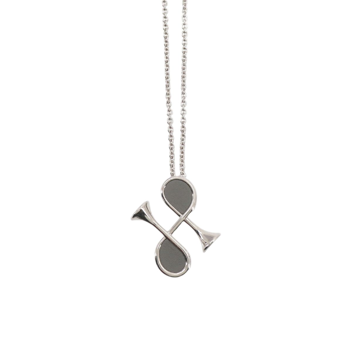 Hermes Col Necklace Grimeia Silver Swift Horn Motif