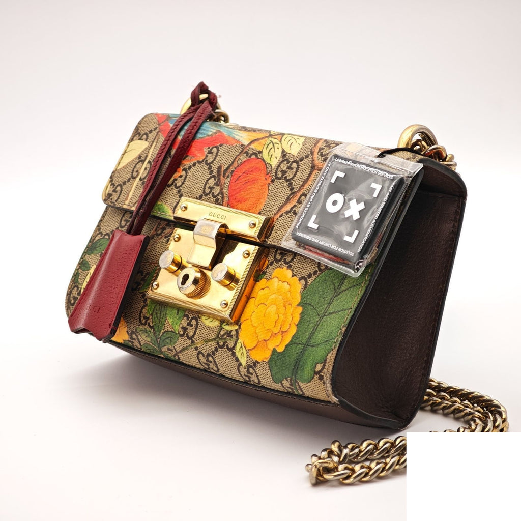 Gucci Tian Padlock Small Shoulder Bag 2-Way Clutch Colorful Beige Strap Key