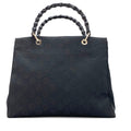 Gucci Shoulder Bag Bamboo GG Black Tote Business Formal