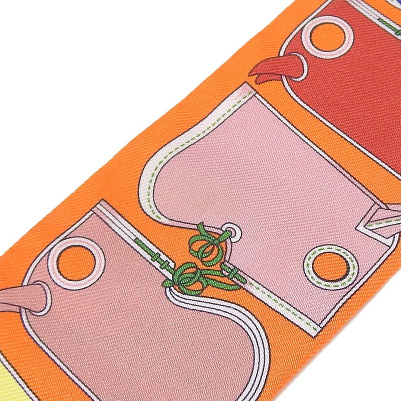 Hermes Twille Scarf Camails 100% Silk Orange Multicolor Small Accessories — view 4