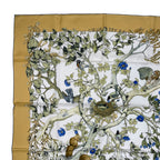 Hermes Carre 90 Scarf AU Coeur Des Bois in the Forest 100% Silk Yellow — view 3