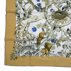 Hermes Carre 90 Scarf AU Coeur Des Bois in the Forest 100% Silk Yellow — view 5