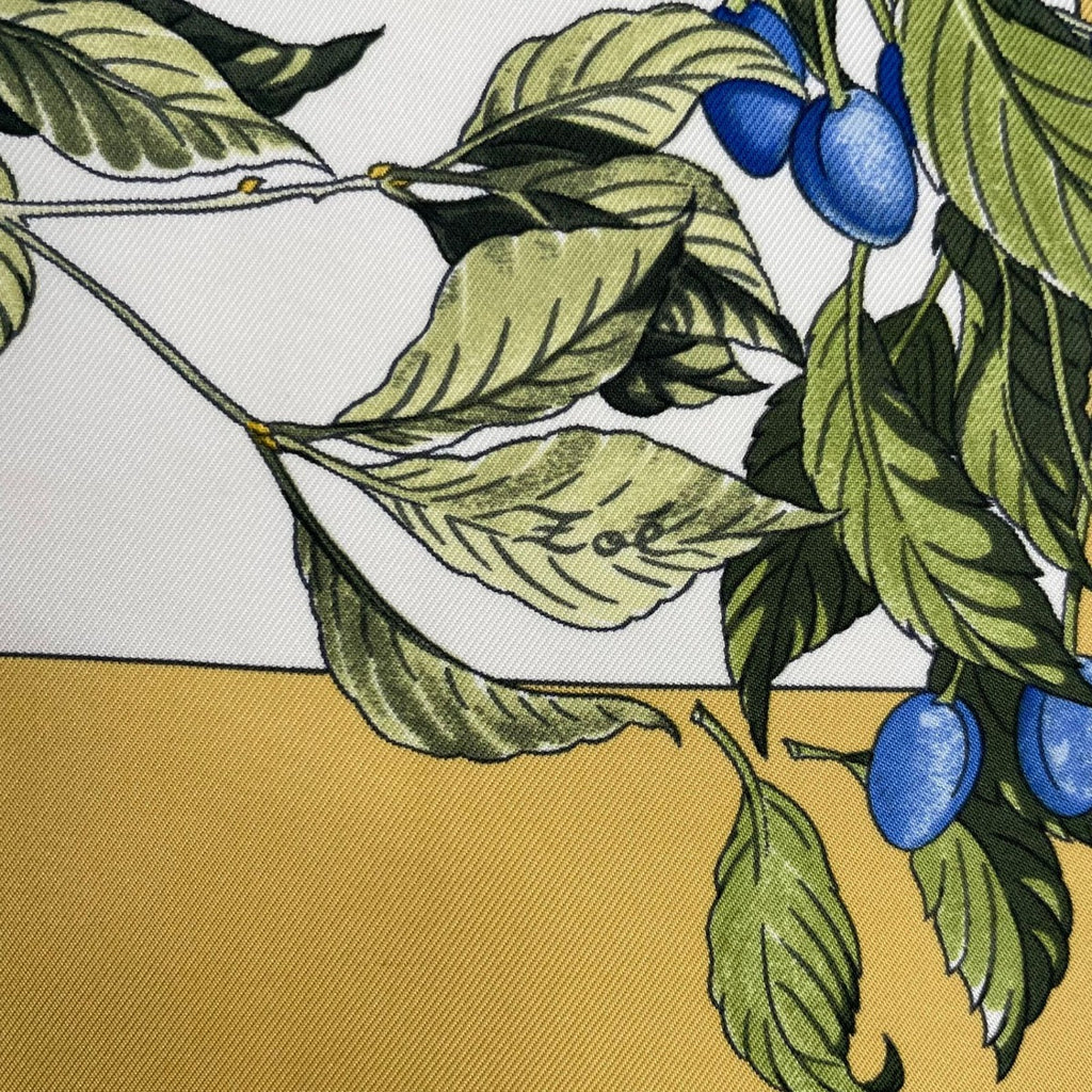 Hermes Carre 90 Scarf AU Coeur Des Bois in the Forest 100% Silk Yellow — view 9