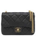 Chanel Shoulder Bag Quilted Chain Leather Black Vintage CC Logo