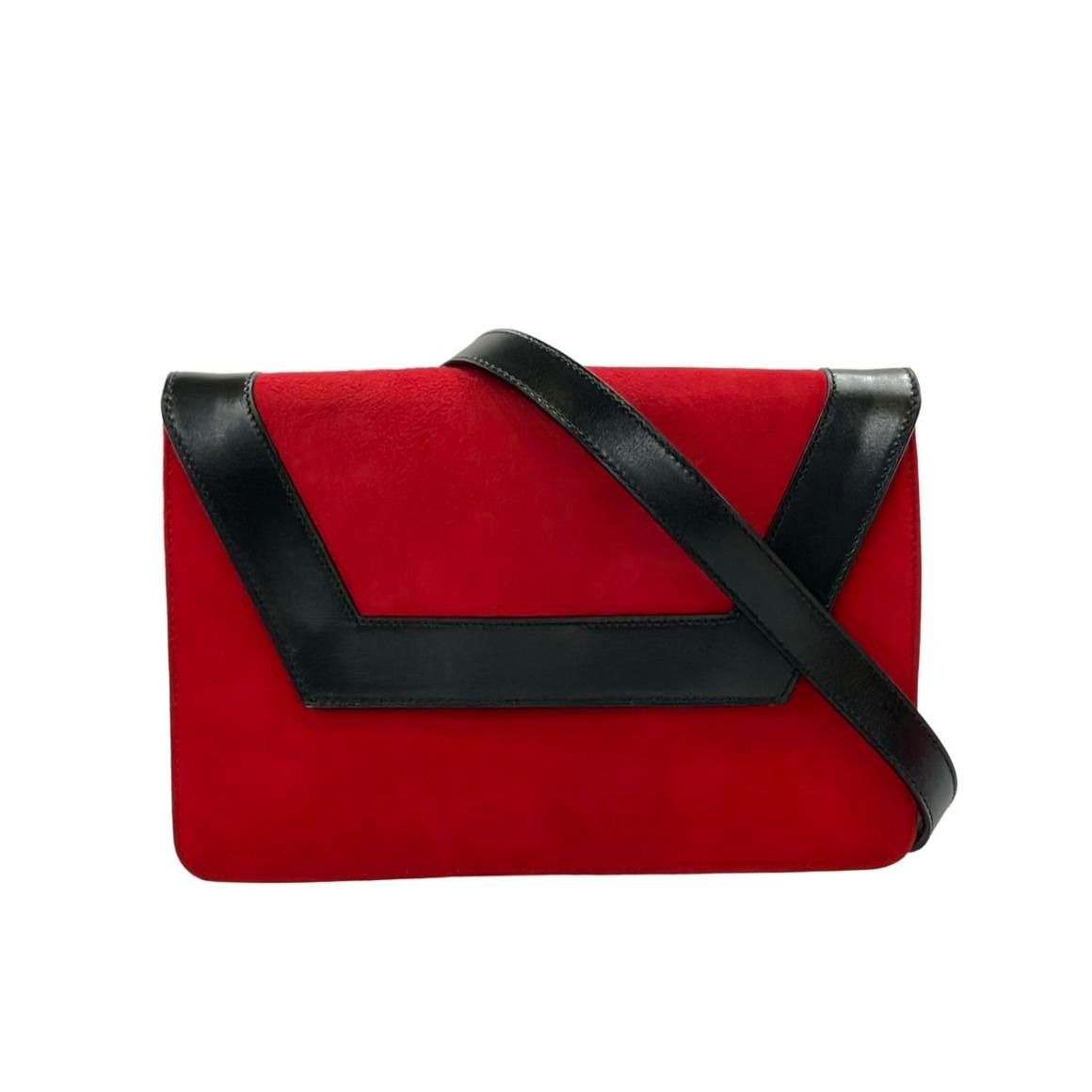 Celine 2-Way Shoulder Bag Crossbody Clutch Red And Other
