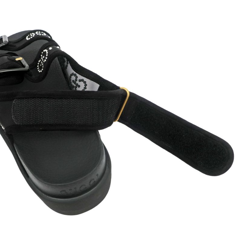 Gucci Sandals Crystal Belt Black Size 36 GG Logo Mesh — view 8