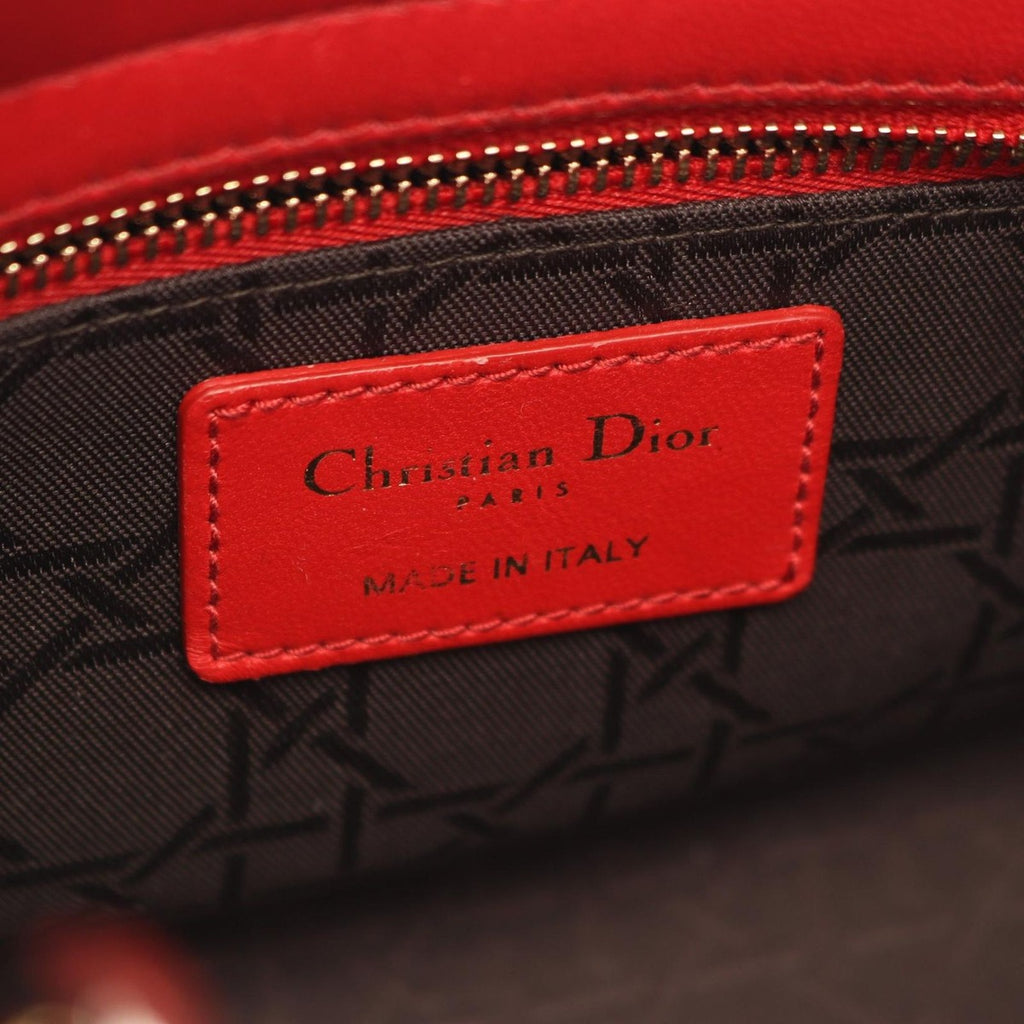 Dior Handbag Lady Dior MY Abcdior Small Cannage 2-Way Red Leather My Tote — view 4
