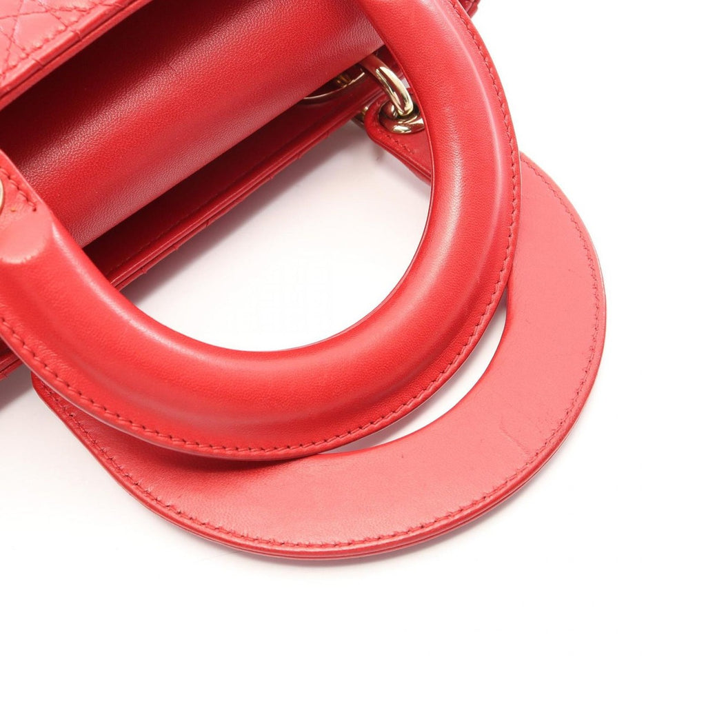 Dior Handbag Lady Dior MY Abcdior Small Cannage 2-Way Red Leather My Tote — view 5