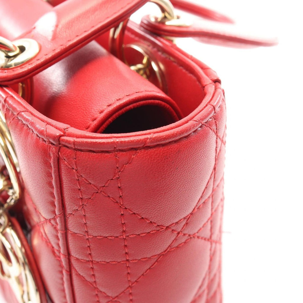 Dior Handbag Lady Dior MY Abcdior Small Cannage 2-Way Red Leather My Tote — view 8