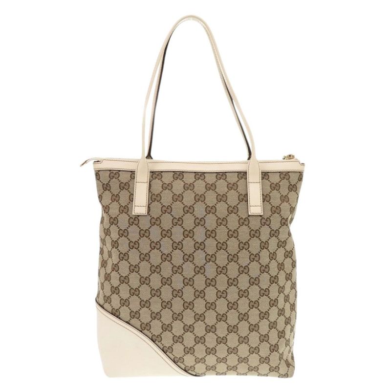 Gucci GG Canvas Leather Beige Tote Bag 1248 — view 2