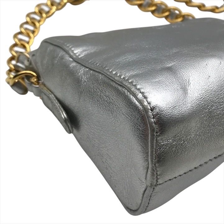 Prada Leather Mini Chain Shoulder Bag Silver Gold — view 6