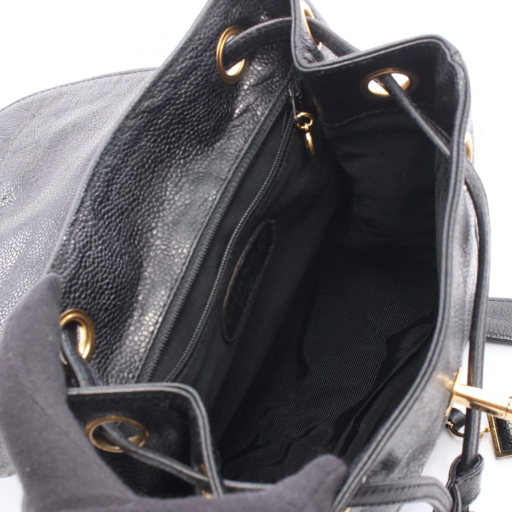 Chanel Backpack Triple CC Logo Black Leather Calf Coco — view 3