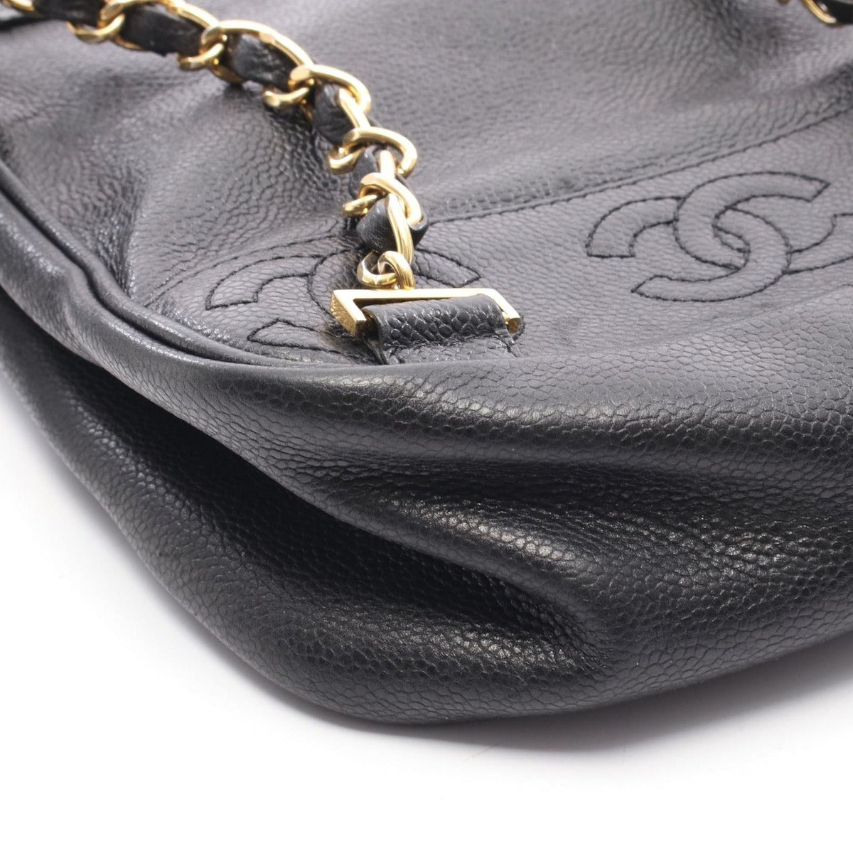 Chanel Backpack Triple CC Logo Black Leather Calf Coco — view 8