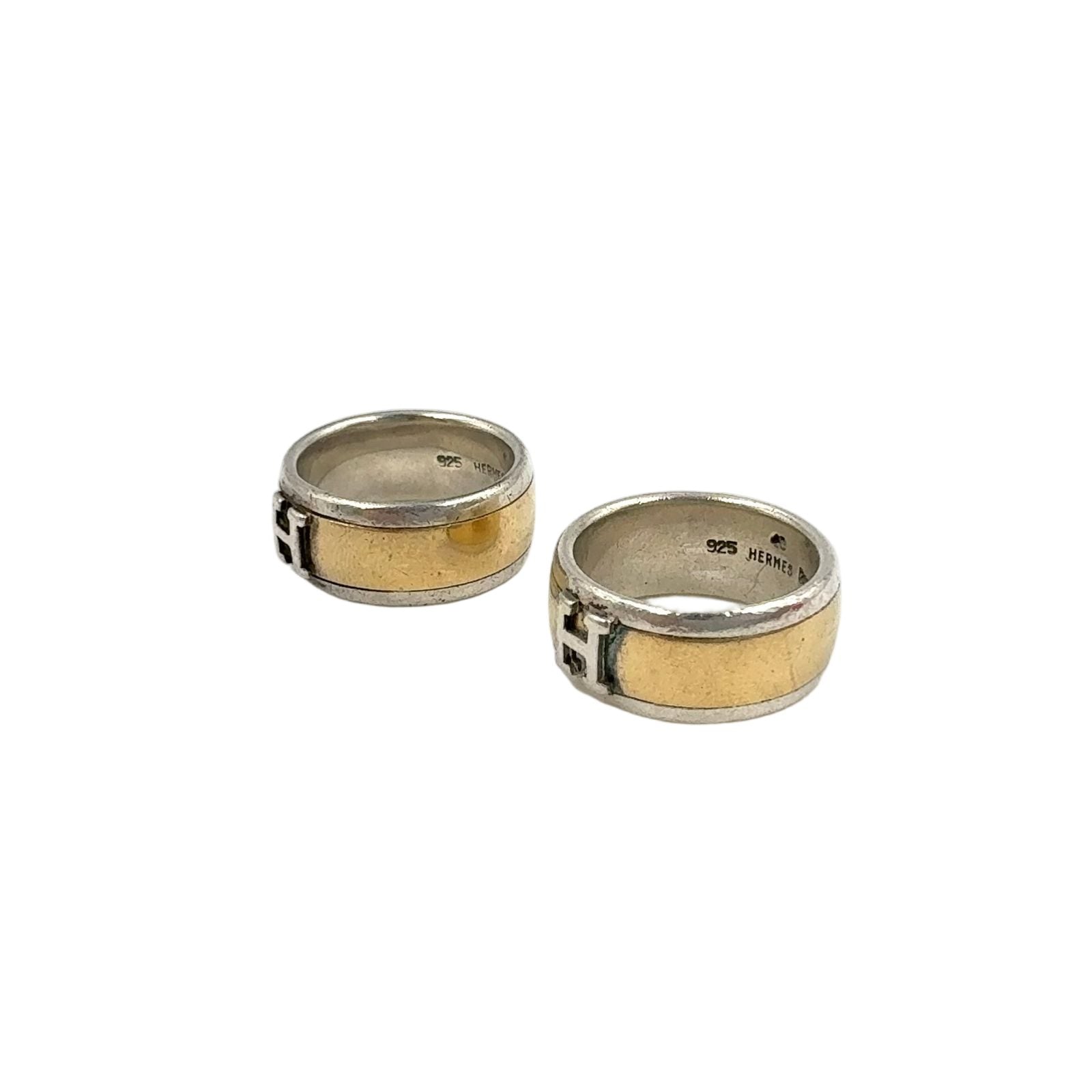 Hermes Logo Yellow Gold Silver Ring — view 2