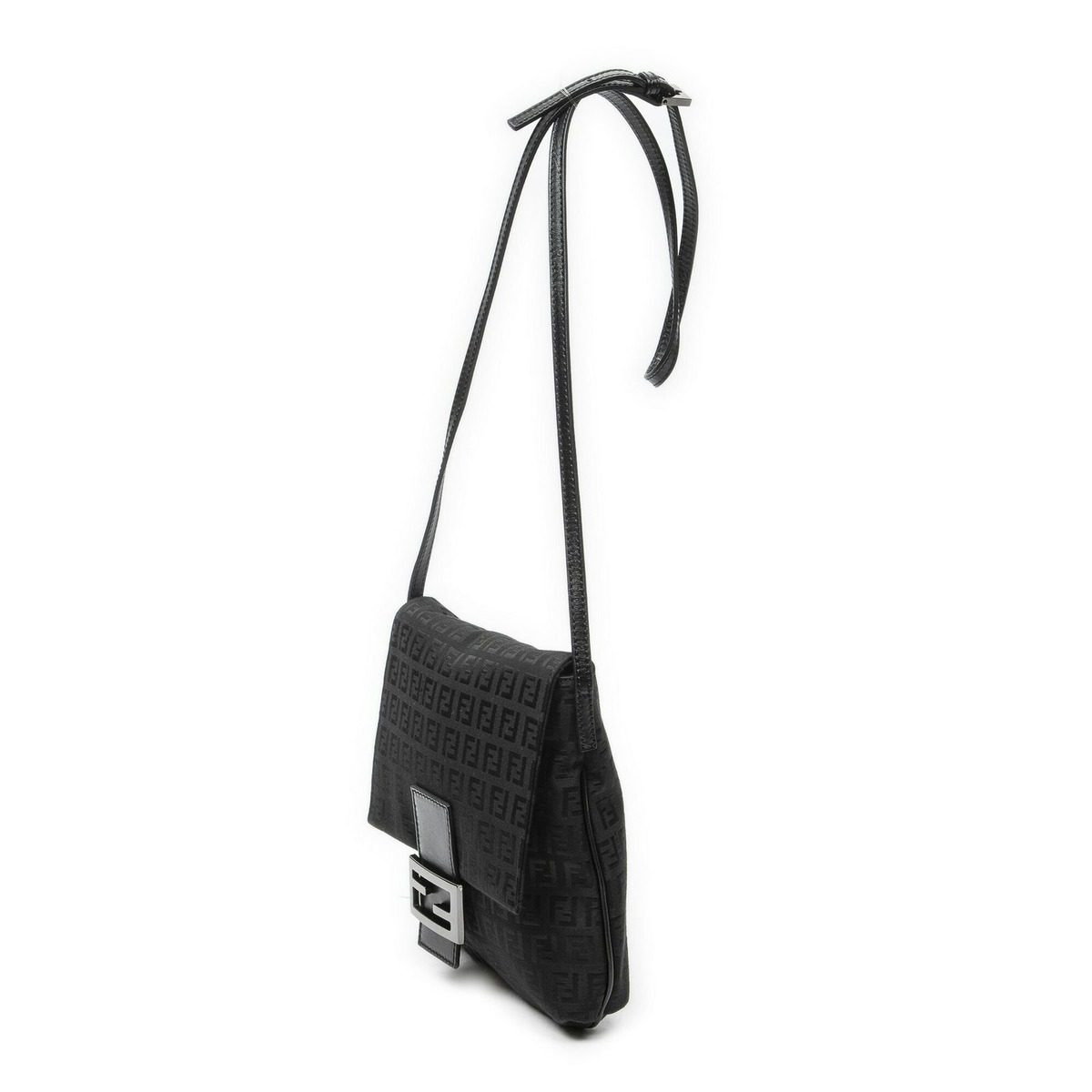 Fendi Small Flap Crossbody Black Zucchino Canvas — view 2