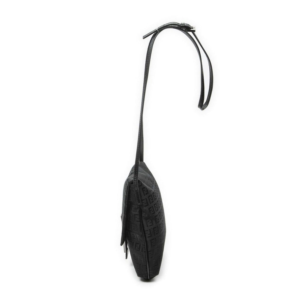 Fendi Small Flap Crossbody Black Zucchino Canvas — view 3