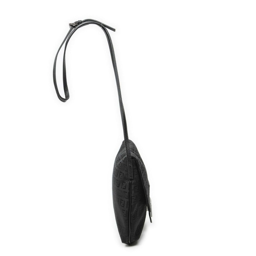 Fendi Small Flap Crossbody Black Zucchino Canvas — view 4