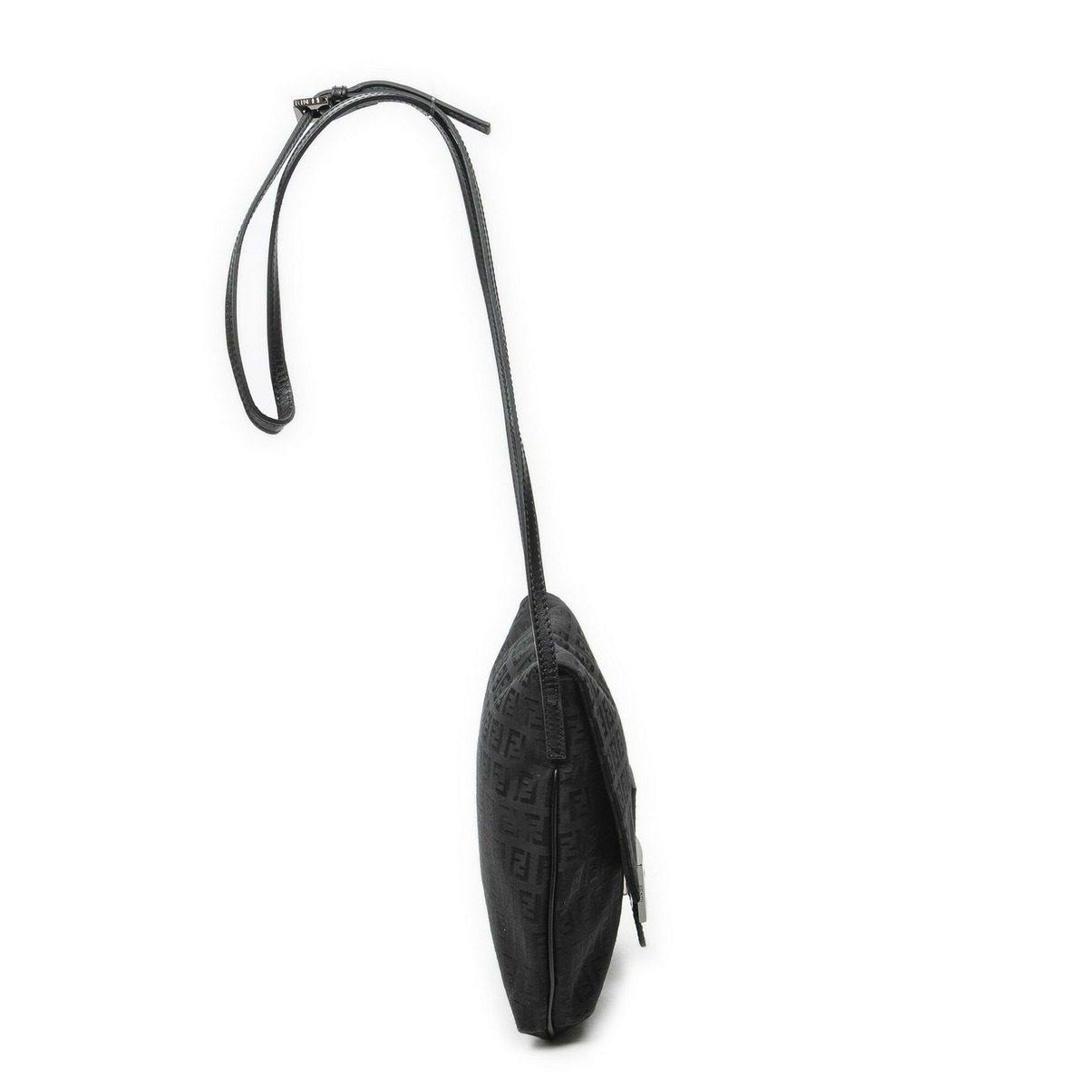 Fendi Small Flap Crossbody Black Zucchino Canvas — view 4
