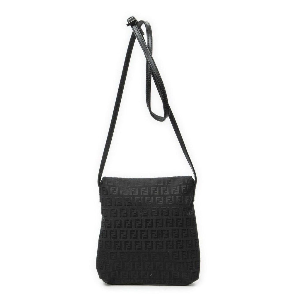 Fendi Small Flap Crossbody Black Zucchino Canvas — view 5