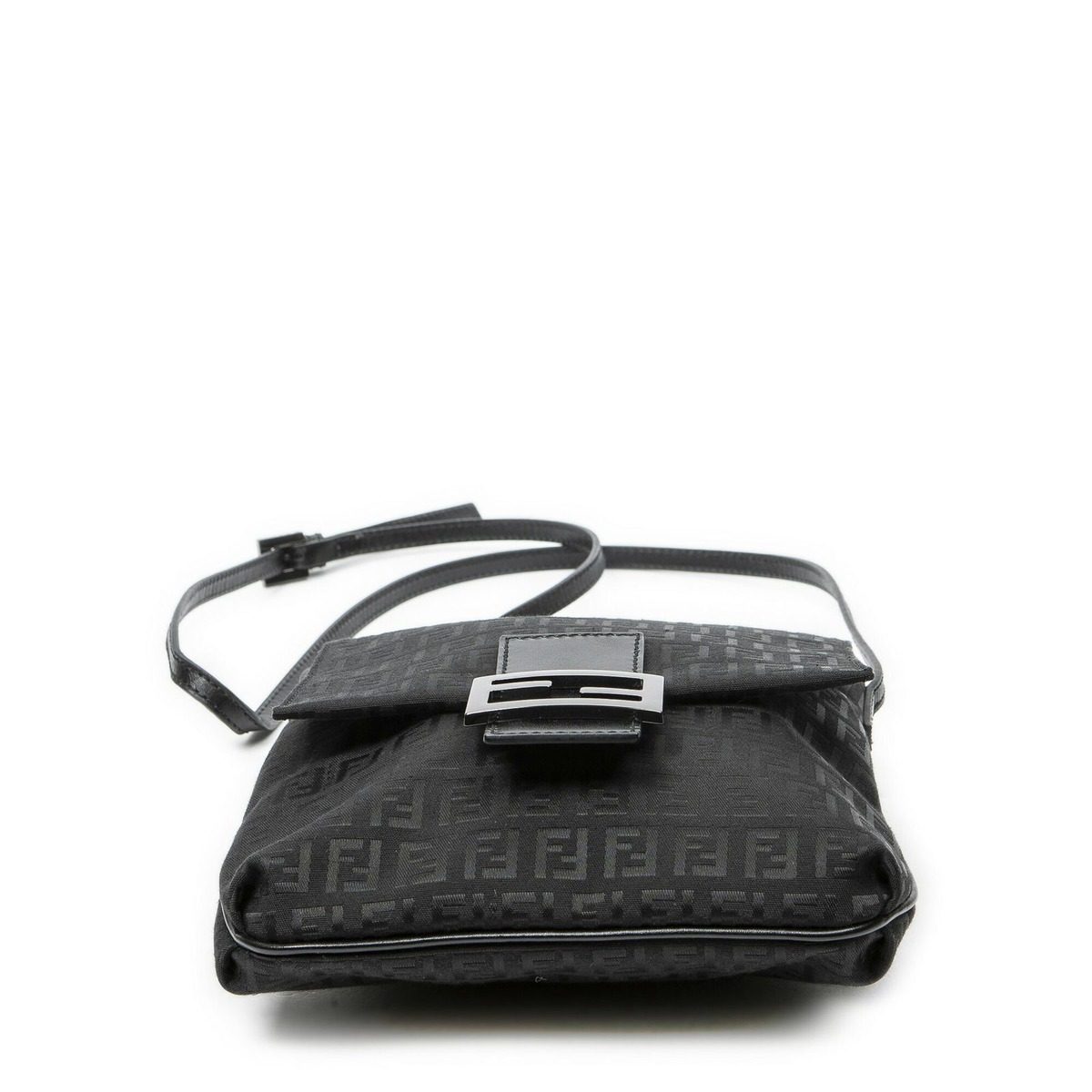Fendi Small Flap Crossbody Black Zucchino Canvas — view 6